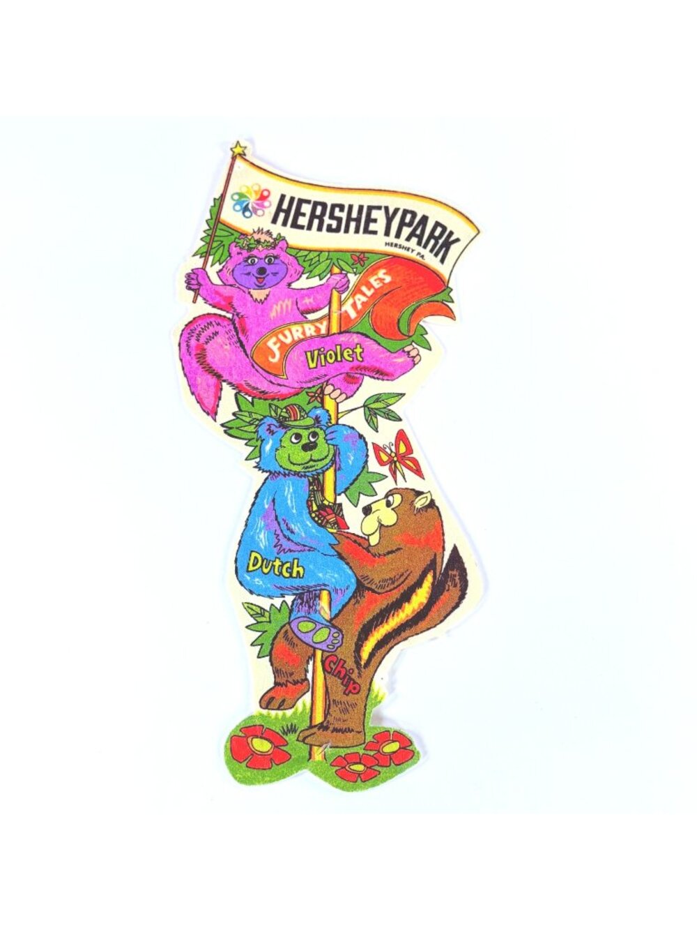 Vintage 70s Hershey Park USA Banner Pennant Ephemera Souvenir Chocolate Animal